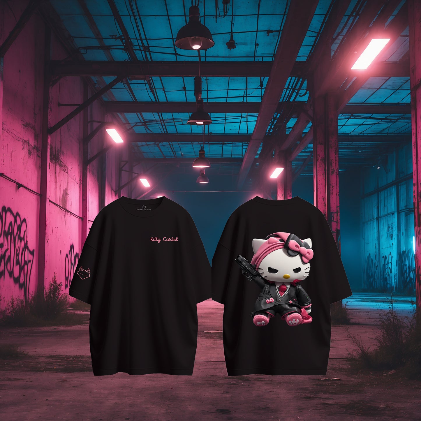 Kitty Cartel – Oversized Tee / Crop Top