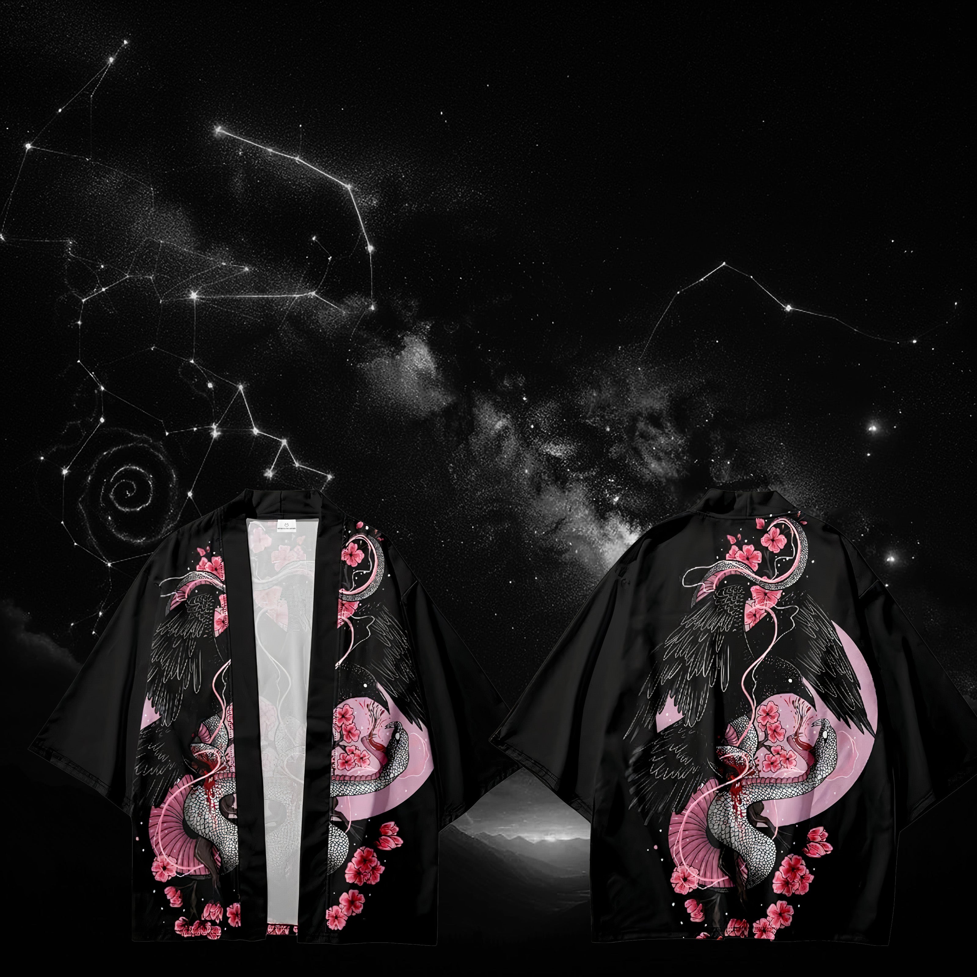 ジャケット・アウター PHERE Aquarii Kimono jacket_black Celestial Duel Kimono – Nefarious Fox Apparel