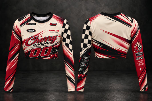 Cherry Velocity – Full Sleeve Racing Crop Top