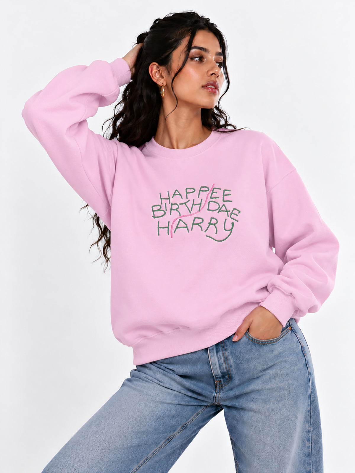 Happee Birthdae Harry Oversized Sweatshirt (Embroidered)