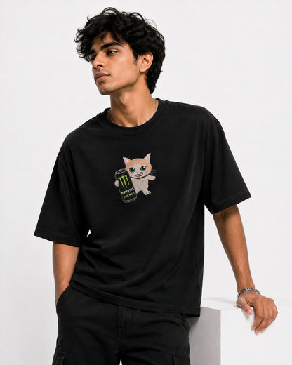 Monster Kitty Oversized T-Shirt (Emboridered)