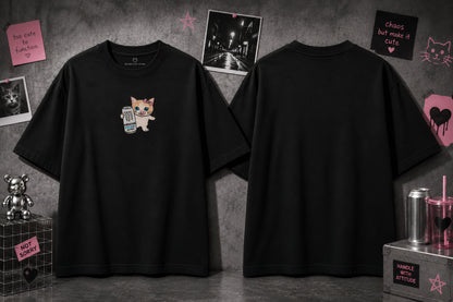 Monster Kitty Oversized T-Shirt (Emboridered)