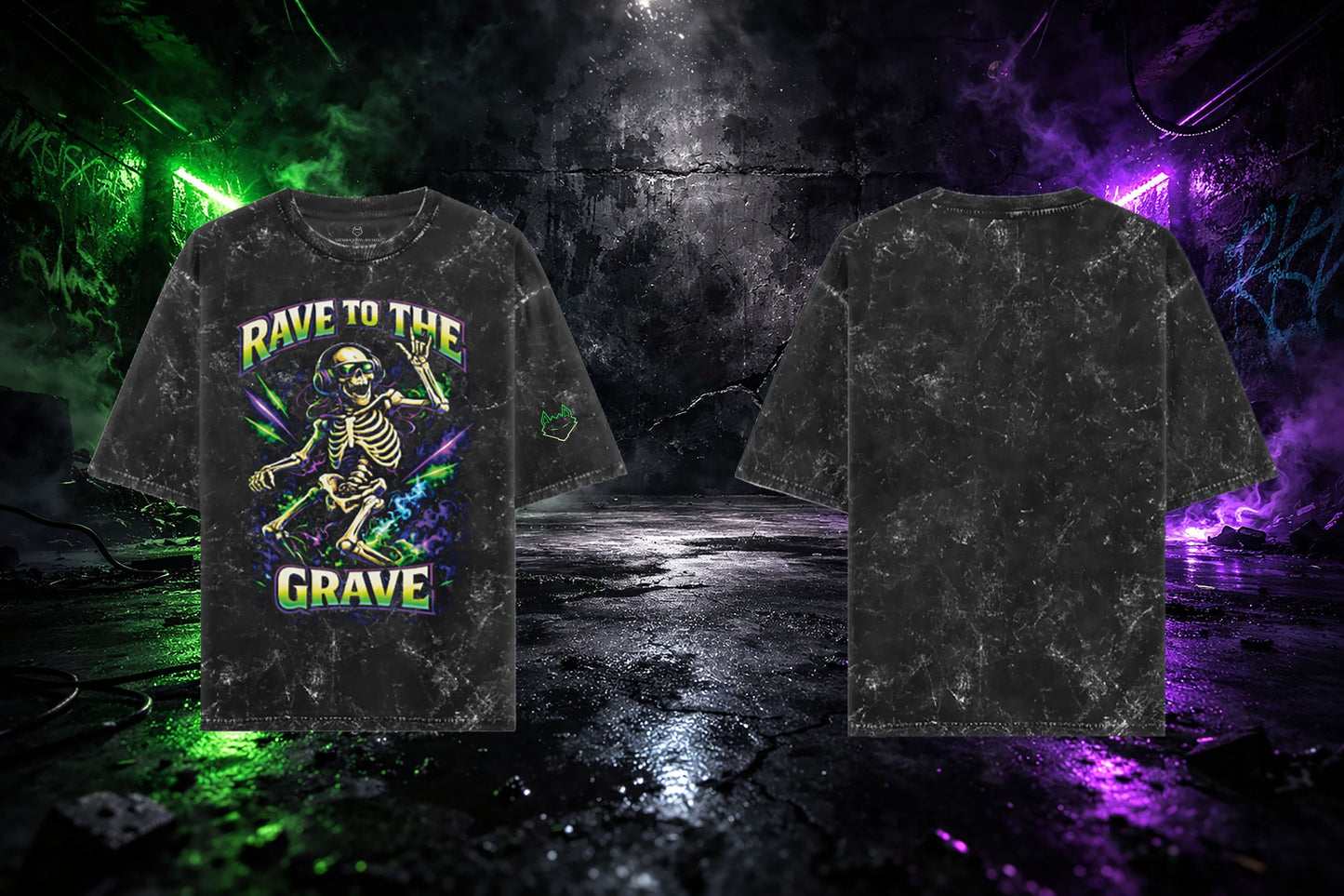 Rave To The Grave Acid Wash Oversized T-Shirt